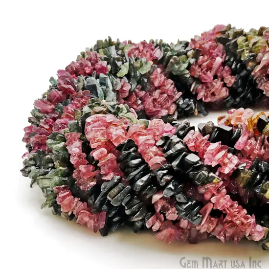 Multi Tourmaline Large Chip Beads, 34 Inch Natural Chip Strands, Drilled Strung Nugget Beads, 7-11mm, Polished, GemMartUSA (CHMT-70002) {5}