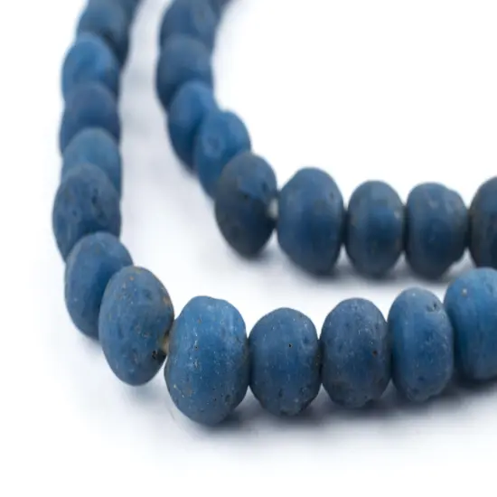 The Bead Chest Ancient-Style Java Glass Beads, Round Indonesian Handmade Fair Trade Etched Spacers for DIY Jewelry Making and Crafts (Opaque Teal) {1}