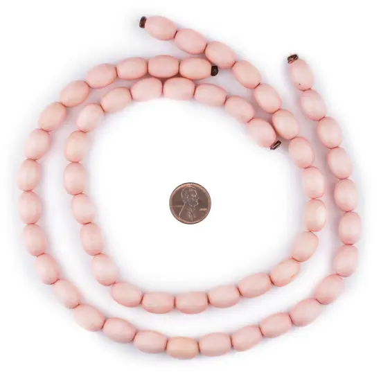 The Bead Chest Pink Oval Natural Wood Beads (15x10mm): Organic Eco-Friendly Wooden Bead Strand for DIY Jewelry, Crafts, Necklace and Bracelet Making {2}