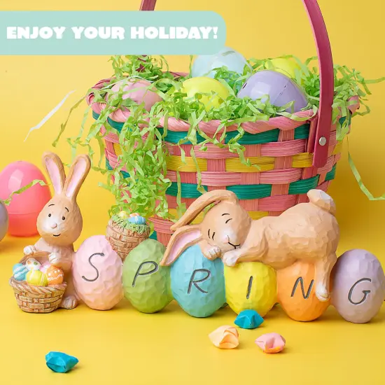 JOYIN Easter Bunny Resin Centerpiece Indoor Decoration with The Word Spring Tabletop & Egg Easter Figuring for Home and Office Decor {5}