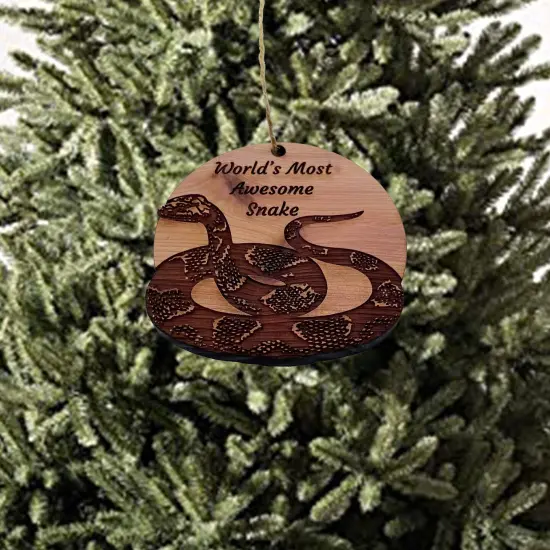 Worlds Most Awesome Snake Snake - Cedar Ornament {1}