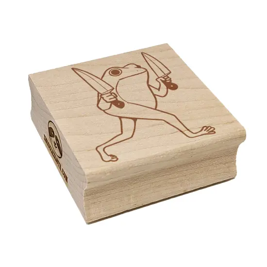Frog with Two Knives Square Rubber Stamp for Stamping Crafting {2}