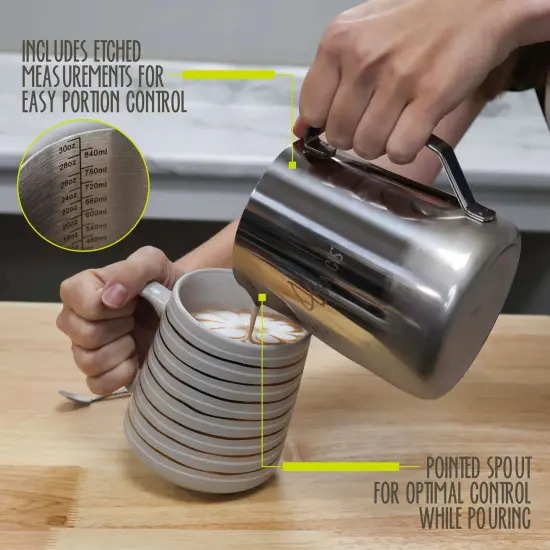 G Francis 30oz Stainless Steel Milk Frothing Pitcher with Latte Art Pen {3}