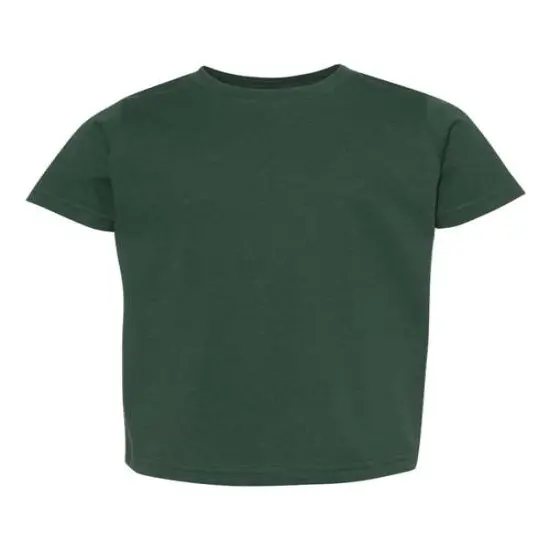 Rabbit Skins &reg; Toddler Girls' Ruffle Neck Fine Jersey Crewneck Short Sleeve Tee Forest {2}