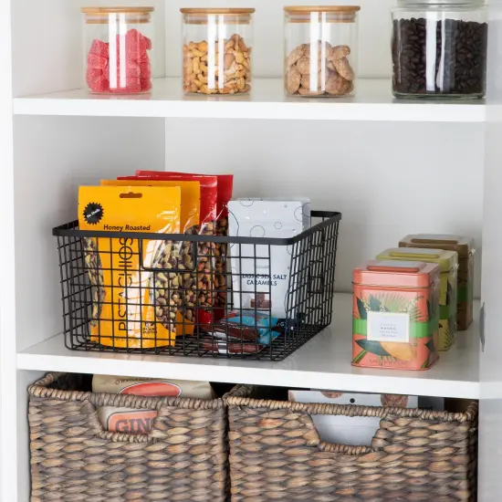 Smart Design Nestable Basket Organizer with Handles - Steel - 12 x 12 x 6 - Black - Set of 4 {2}