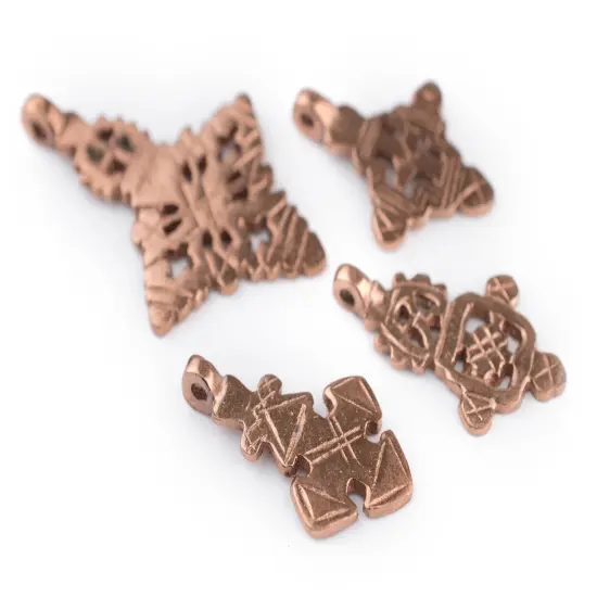 4 Pack: Ethiopian Copper Coptic Cross Pendants: Authentic Ethiopian East African Design for Jewelry & Necklace Making {3}