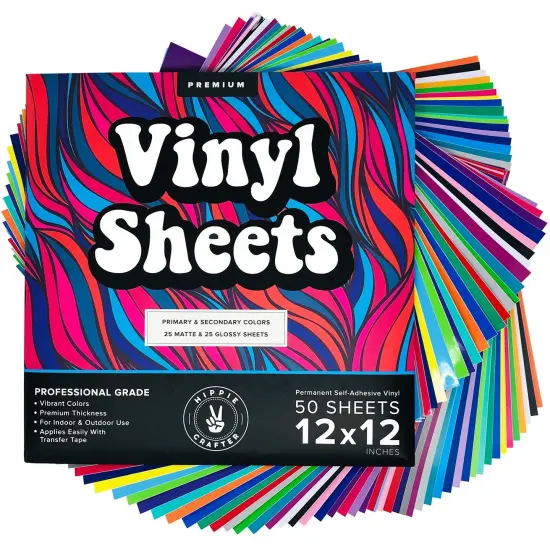 50 Pack Adhesive Permanent Vinyl - Endless Crafting Possibilities with Glossy & Matte Vinyl Sheets to Decorate Your House, Party, Car, Mugs, and More {1}