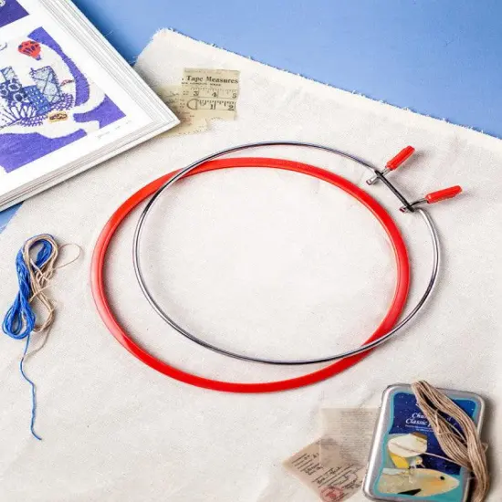Large Spring Metal Embroidery Hoop Nurge 160-1 Deep Red {2}