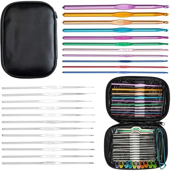 100 PCS Aluminum Crochet Hooks and Needles Set {2}