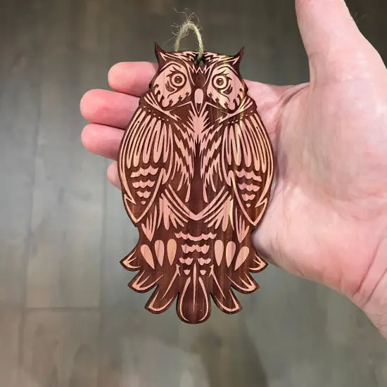 Cute Owl - Cedar Ornament {3}