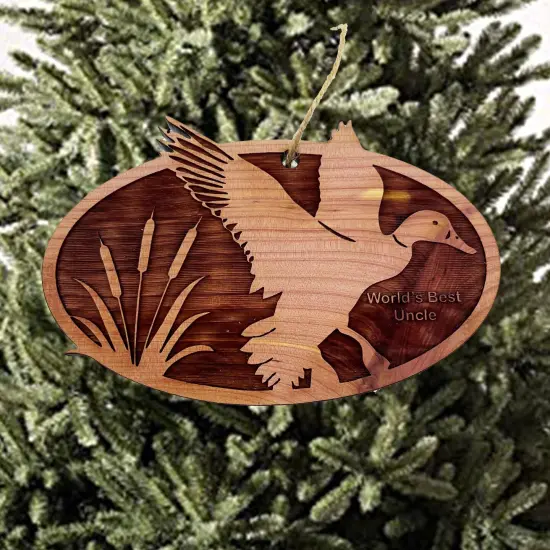 Flying Duck Worlds Best Uncle - Cedar Ornament {3}