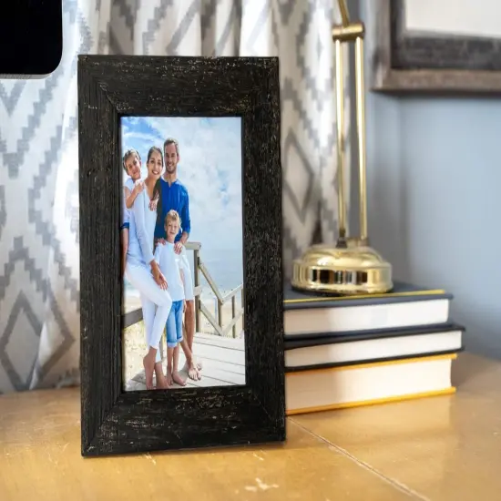Rustic Farmhouse Standard Tabletop Reclaimed Wood Picture Frame Black {5}