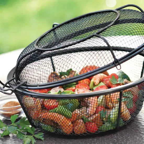 Outset QD77 Grill, 1 EA, Black Chef's Outdoor Basket and Skillet {4}