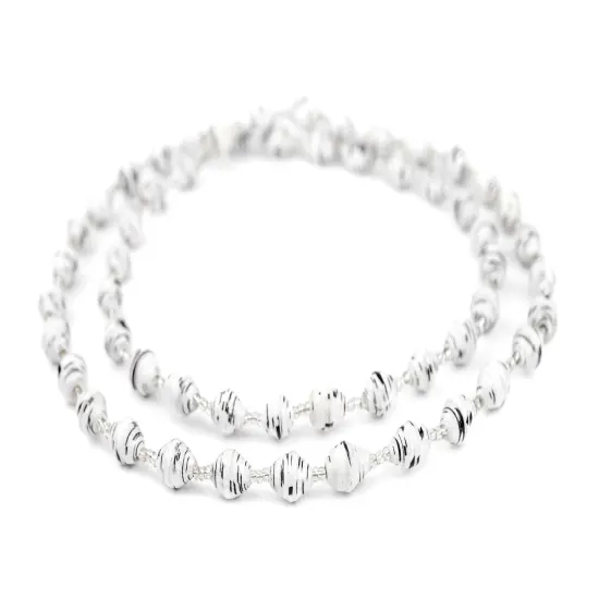 The Bead Chest Recycled Paper Bead Necklace from Uganda - Fair Trade African Jewelry (White & Black) {3}