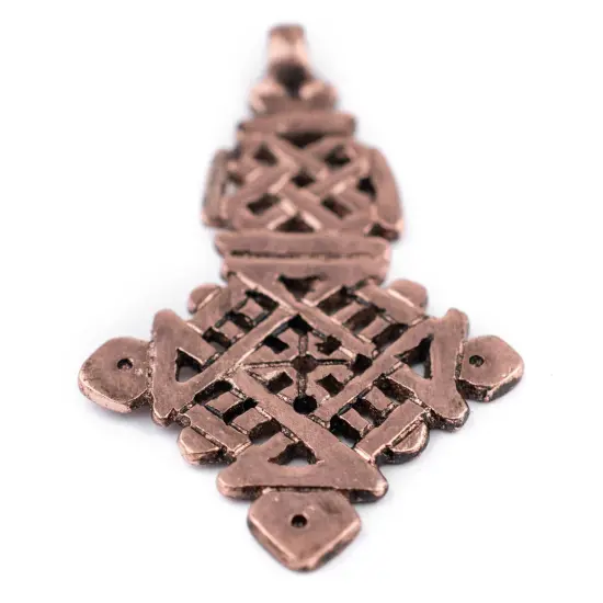 Awash Copper Ethiopian Coptic Cross Pendant (40x65mm): Authentic Ethiopian East African Design for Jewelry & Necklace Making {5}