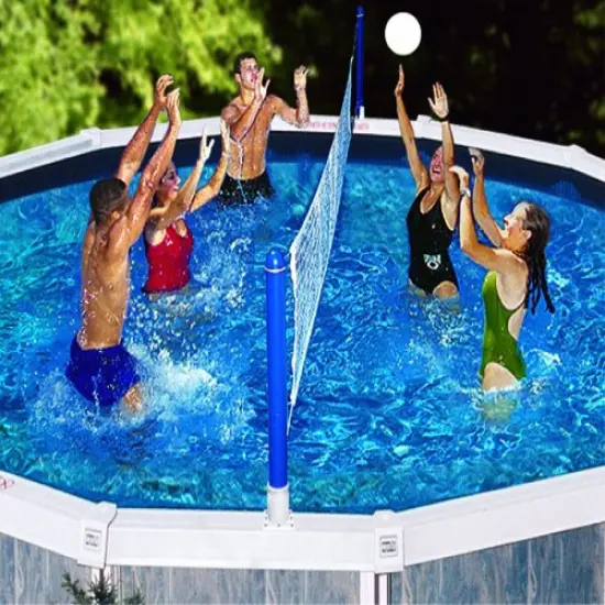 Swim Central 22.5" White and Blue Water Sports Volleyball Swimming Pool Game {3}
