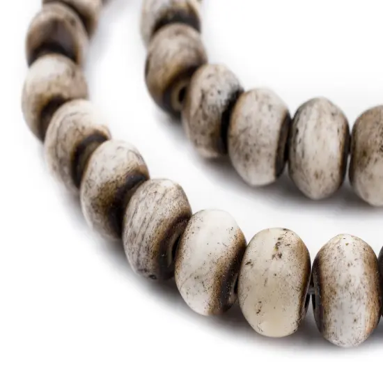 The Bead Chest Grey Round Bone Beads (12mm) {1}