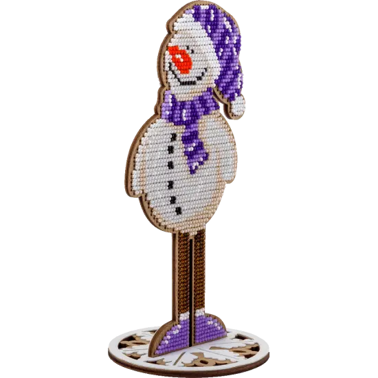 Bead embroidery kit on wood Snowman {3}