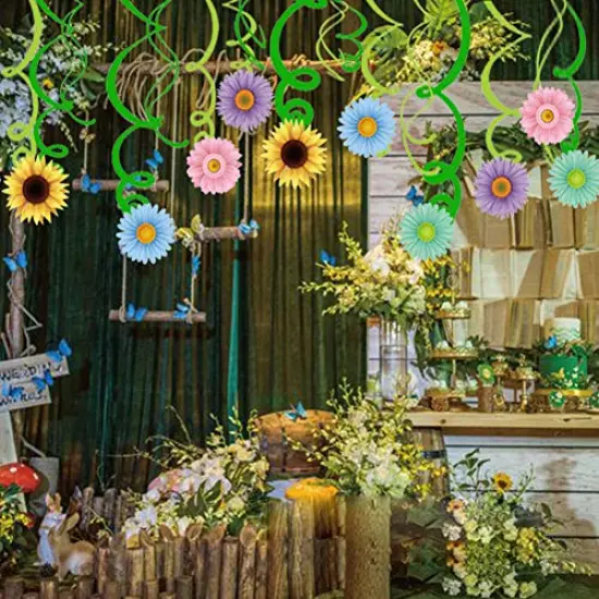 30 Pieces Autume Summer Spring Sun Flowers Hanging Swirl Decorations,Themed Birthday Party,Party Supplies,Ceiling Decorations for Girls,Boys,Kids, Bedroom,Classroom,Baby Shower {2}