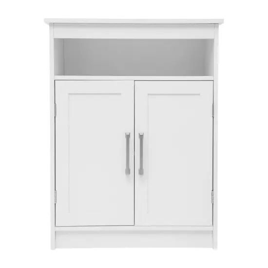 Merrick Lane Vigo Bathroom Storage Cabinet with Adjustable Cabinet Shelf, Upper Open Shelf, and Magnetic Closure Doors Gray {9}