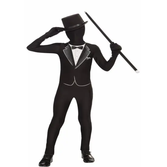 Child Black White Full Body Zentai Suit I'm Invisible Formal Suit Costume {1}
