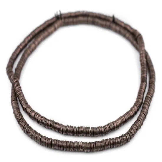 The Bead Chest Antique Copper Flat Disk Heishi Beads (6mm), 16" Strand, Handmade for Jewelry Making & Crafts | Approximately 900 Beads {3}