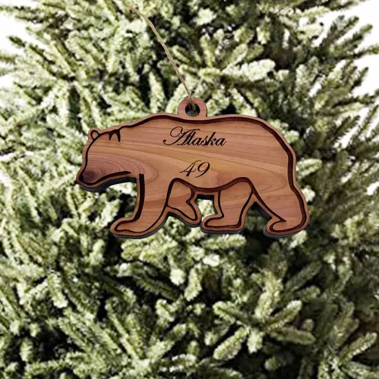 Alaska 49 with Bear - Cedar Ornament {2}