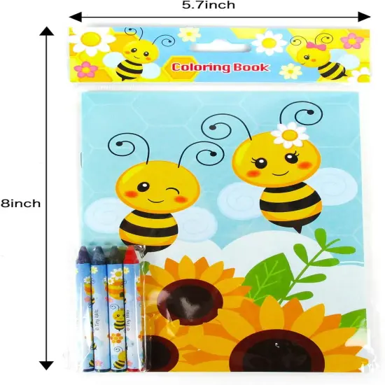 TINYMILLS Bumble Bees Honeybees Coloring Book and Crayon Set for Kids Party Favors with 12 Coloring Books and 48 Crayons {3}