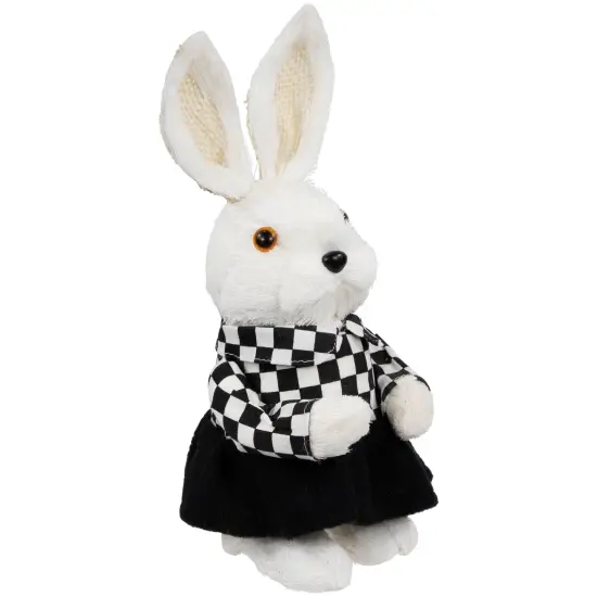 Northlight Girl Easter Rabbit Figurine in Checkered Dress -10" Black {5}