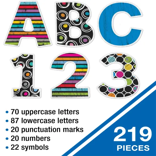 Carson Dellosa 219-Piece Chalkboard Cutout Letters, 4" Colorful Upper and Lowercase Alphabet, Numbers, Punctuation, and Symbols for Bulletin Board, Posterboard, Party, and Classroom Decor {4}