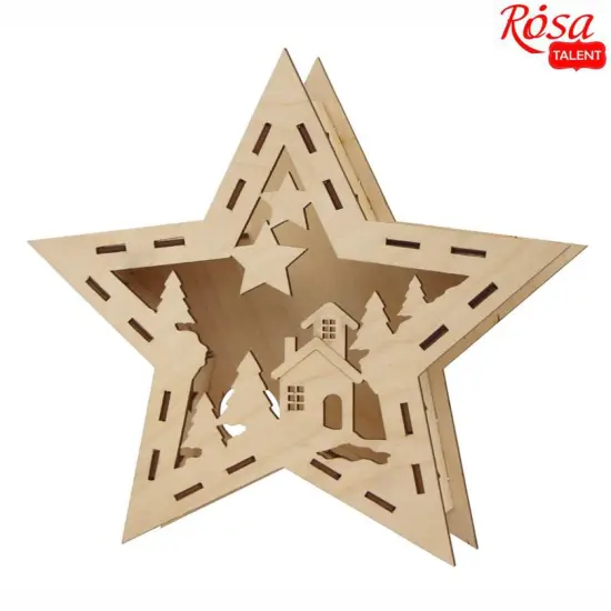 Rosa Talent Star - 3D composition on plywood. 6.97*7.87 inches {1}