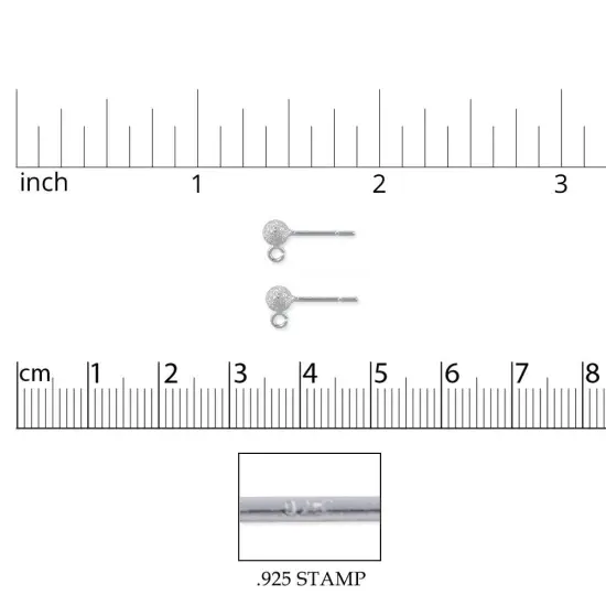 JewelrySupply 4mm Stardust Ball Post Earrings with Open Ring Sterling Silver (1 Pair of Sterling Silver Earrings) {2}