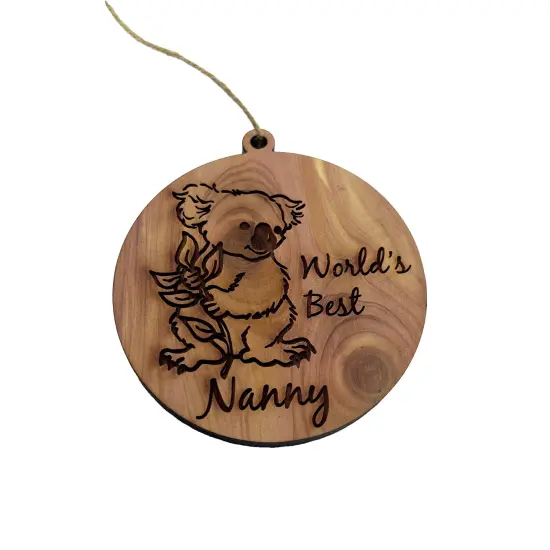 Koala Worlds Best Nanny - Cedar Ornament {1}