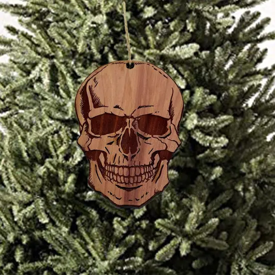 Skull - Cedar Ornament {2}