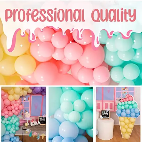 100 Pieces Pastel Balloon Garland Kit &ndash; Pastel Rainbow Balloon Arch &ndash; Small and Large Pastel Balloons for Pastel Birthday Decorations &ndash; Unicorn, Spring, Macaron, Easter, Donut & Ice Cream Party Balloons {6}