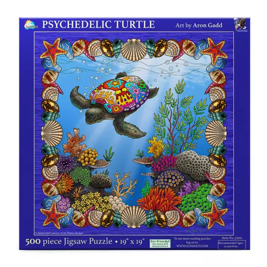 Sunsout Psychedelic Turtle 500 pc Jigsaw Puzzle 77010 {4}