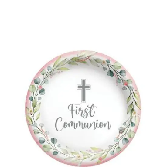 My First Communion 10" Round Plates - Pink, 20ct {1}