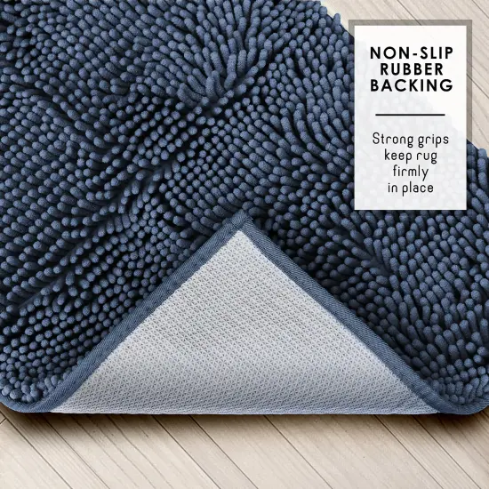Hearth & Harbor Chenille Bath Mat Navy Blue {2}