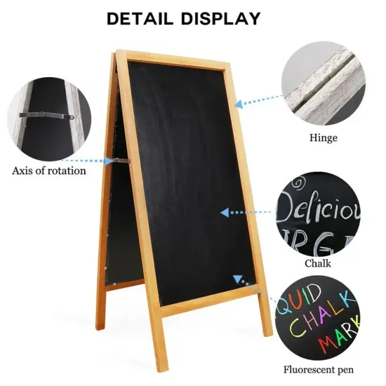 40" Natural wood Sturdy Sandwich Board A Frame Chalkboard Restaurant Wedding Message Board {2}