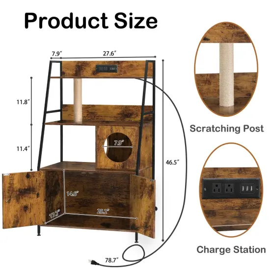 Litter Box Enclosure with Storage Shelves Dark brown {2}