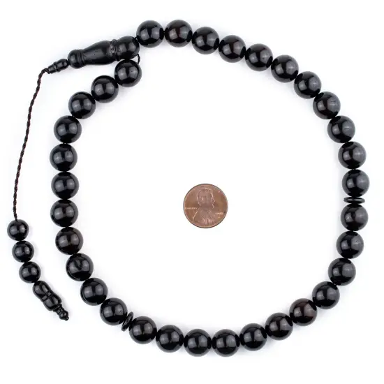 33Black Round Wooden Arabian Prayer Beads (12mm), Islamic Tasbih, Ramadan Gift, Quality Middle Eastern Beads - The Bead Chest {2}