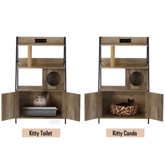 Litter Box Enclosure with Storage Shelves Light brown {4}