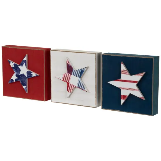 Northlight Stars and Stripes Americana Wooden Plaques - 4.25" - Red, White and Blue - Set of 3 {4}