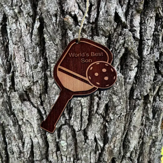 Worlds Best Son Pickleball - Cedar Ornament {1}