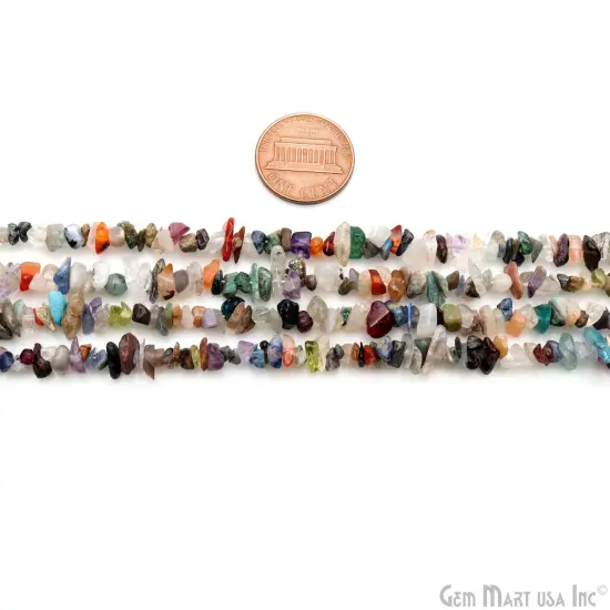 Multicolor Chip Beads, 34 Inch, Natural Chip Strands, Drilled Strung Nugget Beads, 3-7mm, Polished, GemMartUSA (CHMX-70001) {3}