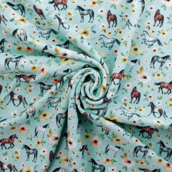 Floral Wild Horses Bullet Fabric {4}