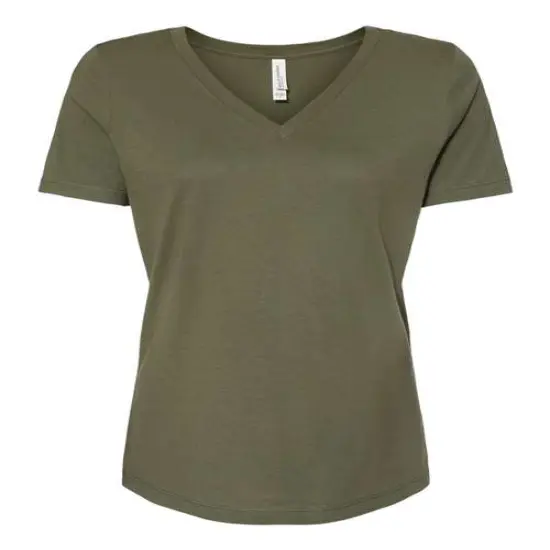 BELLA + CANVAS&reg; Women Relaxed Jersey V Neck Short Sleeve T-Shirt Military green {2}