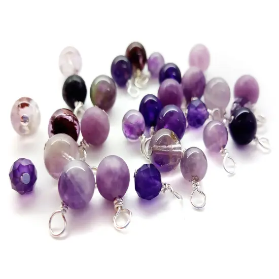 Gemstone Charm Mix, 5mm-6mm Purple Bead Dangle Assortment, 20 pcs, Adorabilities {4}