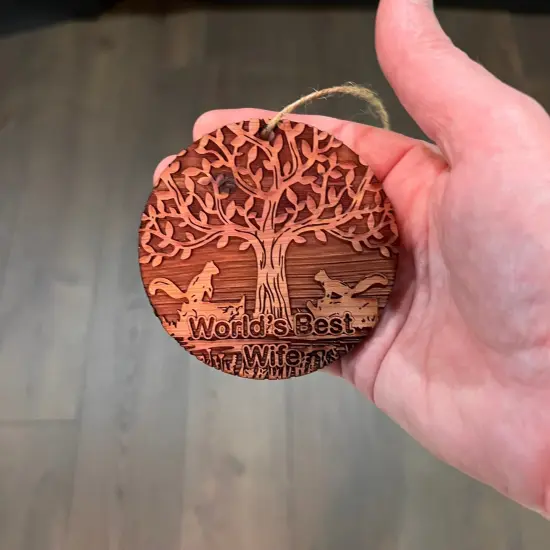 World's Best Wife Two Squirrels and Tree of Life - Cedar Ornament {4}