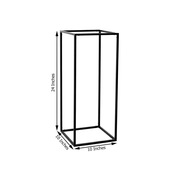 2 Geometric 24" Metal Rectangular Stands Flower Vase Holder Party decorations Black {3}